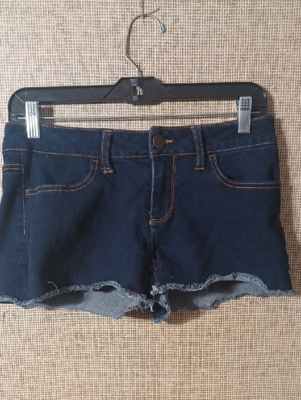 No Boundaries Dark Blue Frayed Denim Shorts